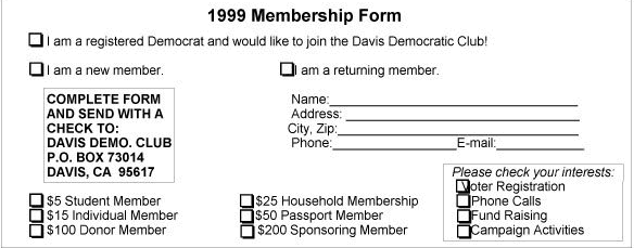 1999 Membership Form