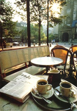 Paris -- cafe in front of Notre Dame cathedral
