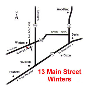 Map to Winters Opera House at 13 Main St. in Winters