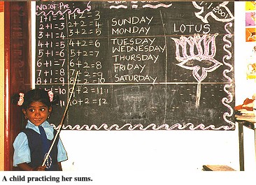 A child practicing her sums.